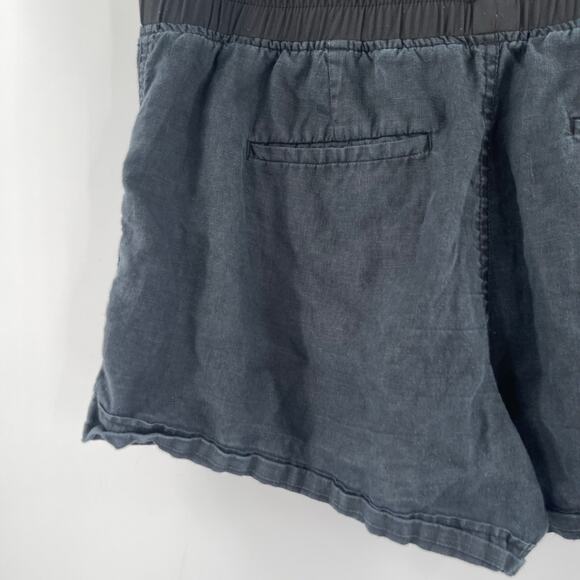 ATHLETA Cabo Shorts Size 16 100% Linen Washed Out Black Pull On Summer Casual - Picture 7 of 12